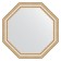 Mirror in the baguette frame, gold beads on silver 60 mm, 61.6x61.6 cm