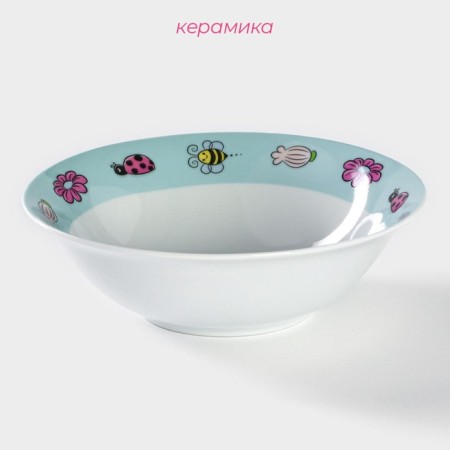 Plate ceramic deep shade "unicorn", 400 ml, d = 15 cm, white color-1