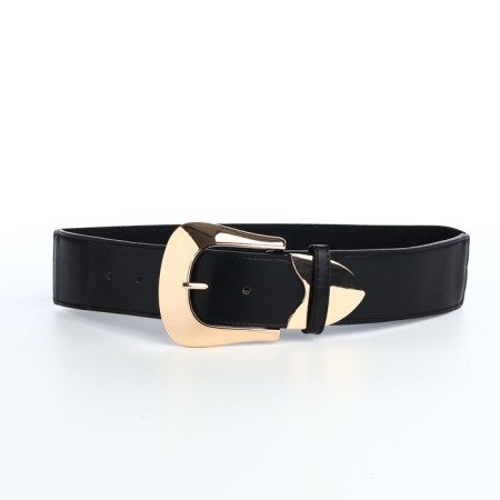 Women's belt, width 4.5 cm, black color-3