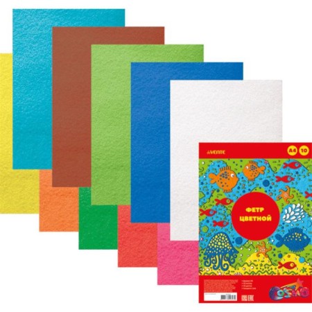 Fetr Color Soft A4 DEVENTE. "Bright colors" 10 colors, 10 sheets, thickness 1 mm