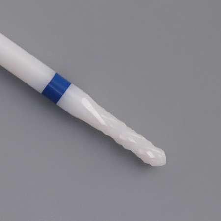 Ceramic milling cutter for a “thin” manicure, medium cut, D 2 × 8 mm, in a plastic case, white color-2