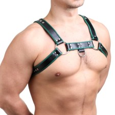 BDSM Podsm Oki, male, on the chest, eco-leather, green kant