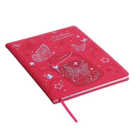 Universal Grade 1-11 Diary, 48 sheets "Magic butterflies", solid artificial leather cover, pancake embossing, rhinestones, liesse-1