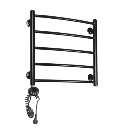 Domoterm electric heated towel rail "Calipso" P5, 500x500 mm, left, black matte