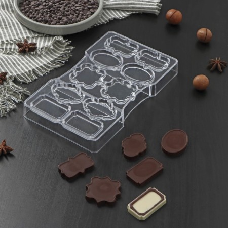 Form for chocolate and sweets "Frame", 10 cells, 20 × 12 × 2.5 cm