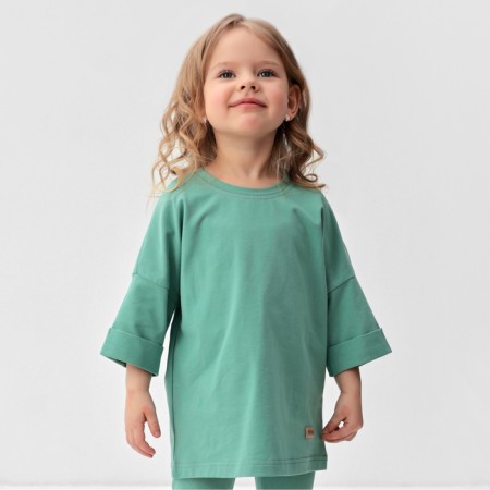 Suit for girls (T -shirt, leggings) minku olive color, height 98 cm-1