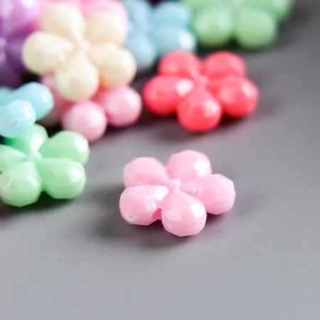 Beads for creativity plastic "Flowers. Pastel colors" set of 38 pcs 15 grams 1.3x1.3 cm-1