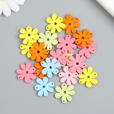 Connector for creativity wood 2 ears "Flower. Summer colors" set 20 pcs 2.3x2.4x0.3 cm