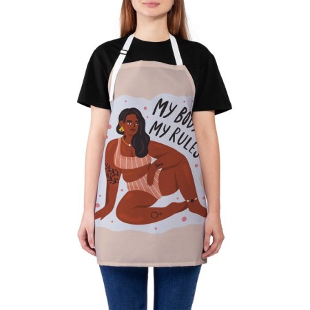 Apron kitchen with a photo print "My Rules", adjustable, size OS