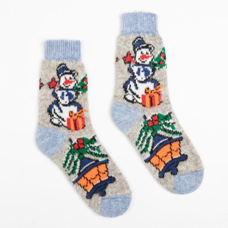 Women's socks "Snowman", gray color, size 23
