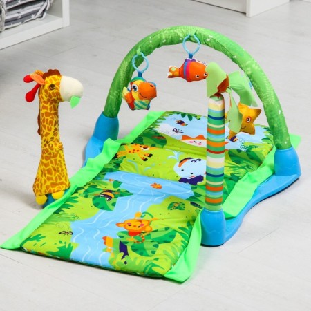 Developing rug "Island", with arc and toys, 77x77x0.5