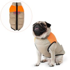Lightning dog jacket, size 12 (ds 28 cm, OG 38 cm, Osh 27 cm), beige with orange