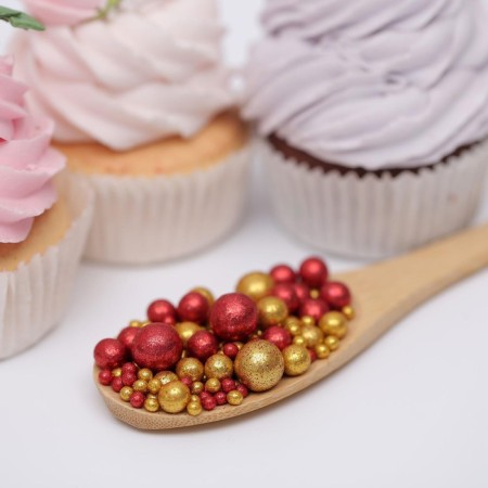 Sprinking confectionery with glitter "shine", gold, red, 50 g-1