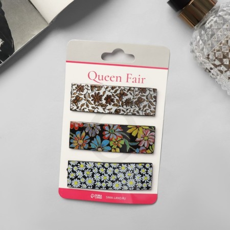 Invisibility for hair "Difda" (set 3 pcs) 7 cm, flower mix