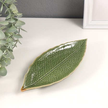 Souvenir Ceramics stand "Forest leaf" Green 20.5x8.5x2 cm-2