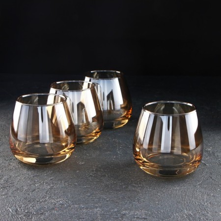 A set of low glass glasses "Golden Honey", 300 ml, 4 pcs