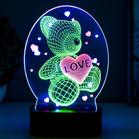 Fourth lamp "Bear with heart" Led usb (90cm) from 3xa Black Black 13.5x5x21 cm Risalux-2