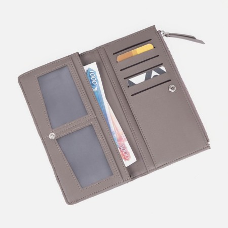 Women's wallet on the button, gray color-4