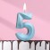 Candle in the Cake "Fine", number "5", blue metallic, 6.5 cm