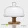 Ceramic dessert stand with a lid-pneaking on a wooden leg Bellatenero, D = 24 cm, white color