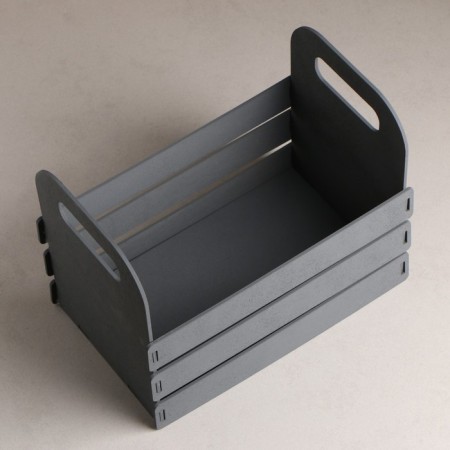 Kashpo wooden 25 × 15 × 20 cm "Carmen", side handles, Gray Gray beautifully-2