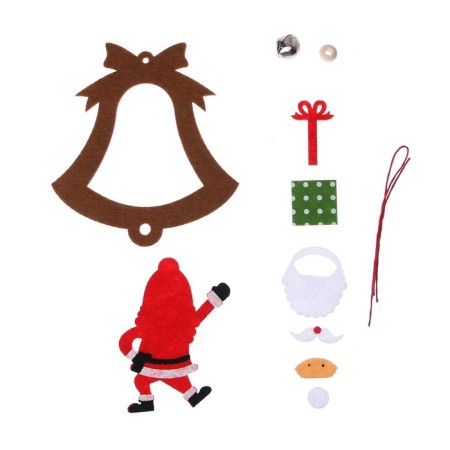 Set for creating a pendant Christmas tree toy made of felt "Santa Claus and Bell"-3