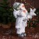 Santa Claus "with a Christmas tree with balls and gifts" 50 cm, silver