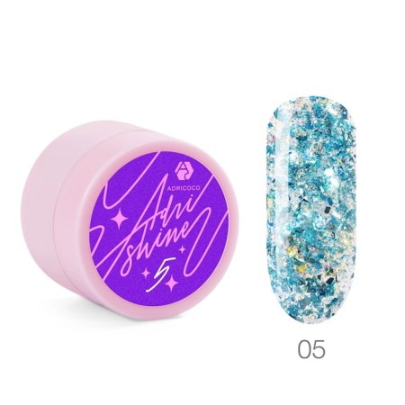 Adricoco Shine nail design, reflective, with a holographic glitter, No. 05 Holographic Blue