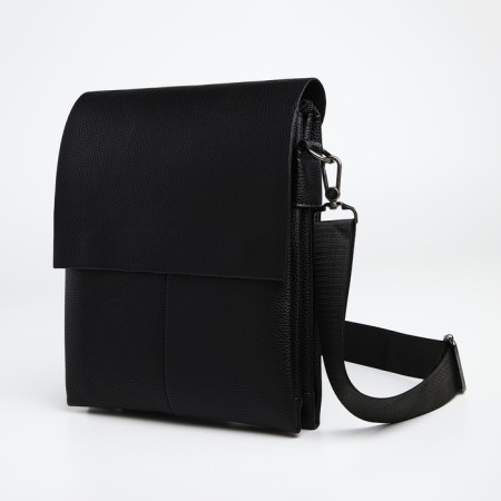 Male bag over the shoulder, Textura, external pocket, black color-3