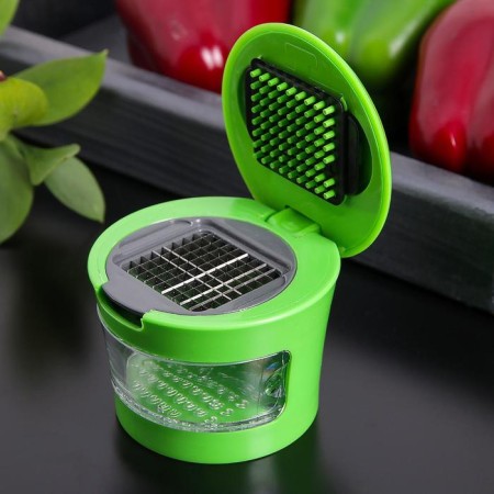 A device for cutting garlic "Reno", 2 nozzles, 7.5 × 7.5 × 6 cm, green color-1