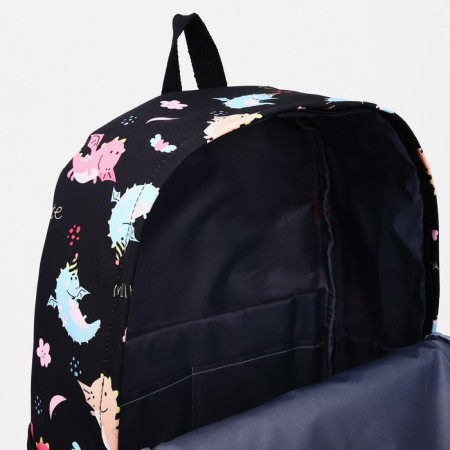 School backpack of textiles with lightning, external pocket, black color-5