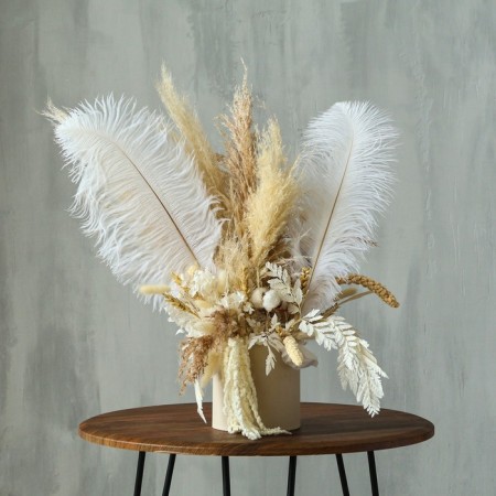 Feather for decor, length: from 45 to 50 cm, white color-2