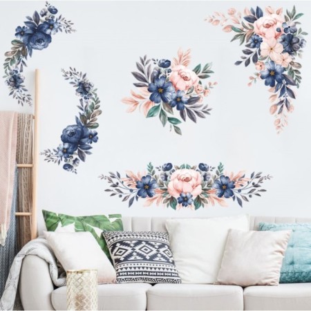 Sticker Plastic Interior color "Pink-blue flowers" 35x60 cm