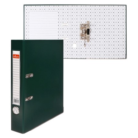 A4, 50 mm registrar, calligrata, PVC, embossing "flax", metal edging, pocket for a spine, collected, green, mix