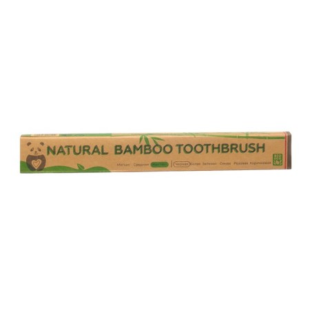 Bamboo toothbrush hard in the box, black-2