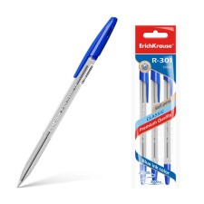 A set of ballpoint pens 3 pieces of R-301 Classic Stick, 1.0 mm node, blue ink, letter line length 1000 meters, euro-handing line