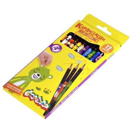 Pencils of 12 flowers "Kalyak-Malyak" with characters, round, with print-5