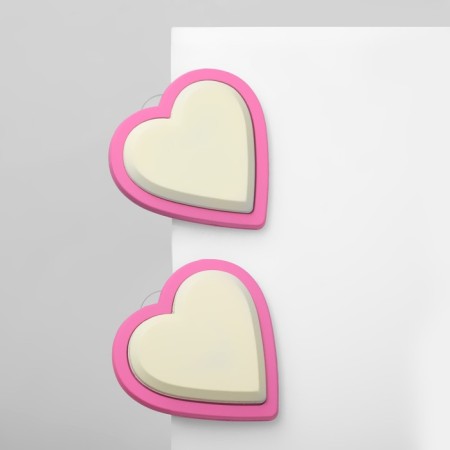 Earrings plastic "hearts", white-beige color-1