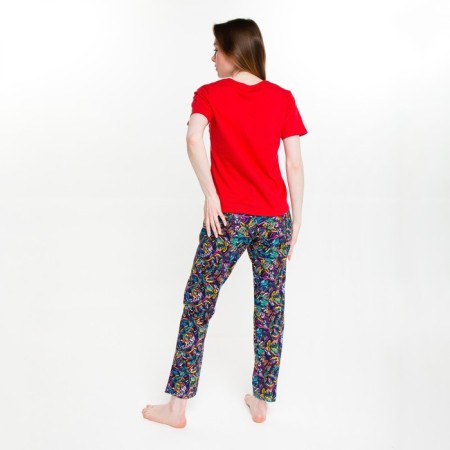 Female set (T -shirt/pants), red/butterfly color, size 52-3