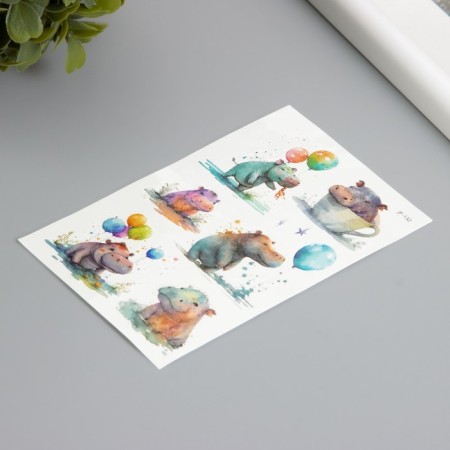 Tattoo on the body phosphorus with sparkles "Hippo" 7.5x12 cm-1