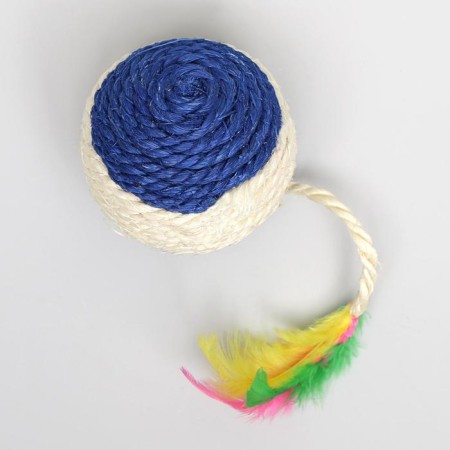 Sisali ball with feathers "Loretta", 6.5 cm, mix of flowers-1