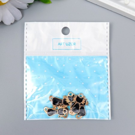 Decor for creativity metal, enamel "Black cat" gold 2.2x1.2 cm-5