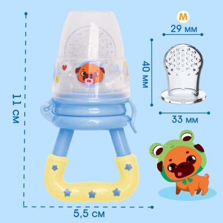 Set: Nibbler for feeding with silicone mesh + silicone toothbrush on a finger in a container + silicone rejector "dog"-4