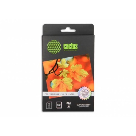 Photo paper for jet print A6 (100 x 150 mm), 50 sheets Cactus, 260 g/m2, one -sided, glossy