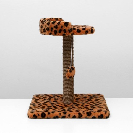 Clogging Small "Arena" with a toy, 40 x 40x 55 cm, jute, leopard-2