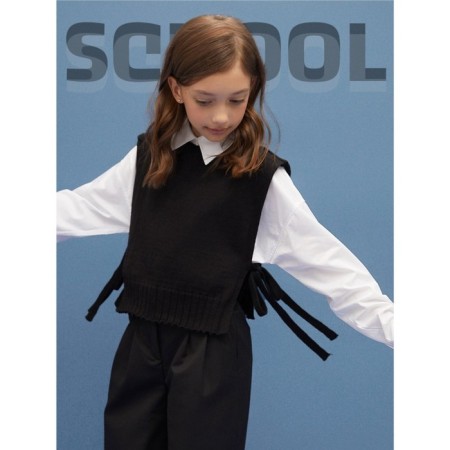 Knitted children's vests Amarobaby Bow, height 128 cm, black color-5