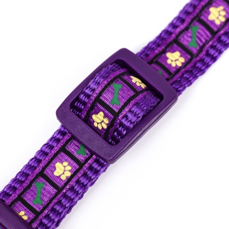 Collar "paw and bone" with a bell, width 1.5 cm, Osh 30, purple-5