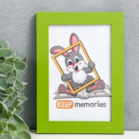 Photo frame MDF 10x15 cm, No. 6, width 18 mm, thickness 12 mm, green (plastic screen)