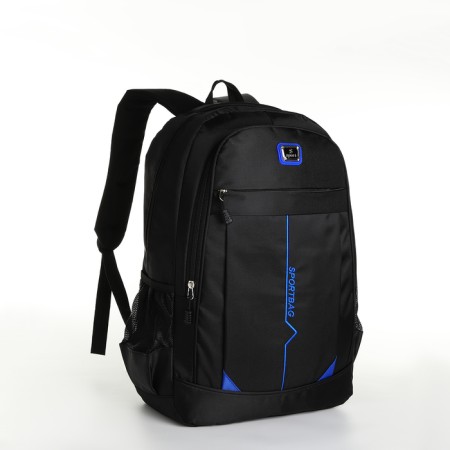 Youth backpack on a zipper, 4 pockets, black/blue color-2