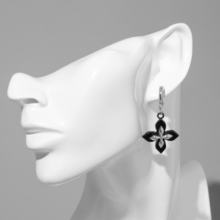 Earrings Metal "Brill" four -leafer, color silver-3